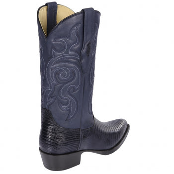 Lizard Cowboy Boots J-Toe Navy Blue - Image 8
