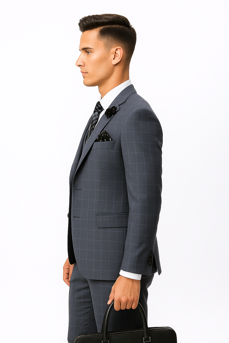CALABRIA GREY Statement Suits Clothing Confidence Plaid Suit
