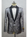 Silver And Black Two Toned Paisley Floral Blazer Tuxedo Dinner Jacket Fashion Sport Coat