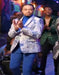 Silver Grey and Blue Paisley Tuxedo Dinner Jacket - White and Royal Floral Prom Blazer