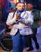 Silver Grey and Blue Paisley Tuxedo Dinner Jacket - White and Royal Floral Prom Blazer
