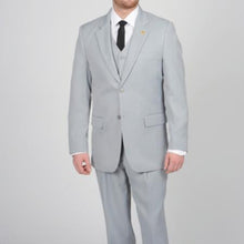 Men'S Silver Two Button Vested Suit