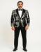 Men's Black and Silver Gray Sequin Tuxedo Blazer With Black Pants