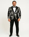 Men's Black and Silver Gray Sequin Tuxedo Blazer With Black Pants