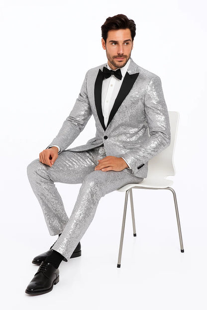 Silver Grey Shiny Suit 