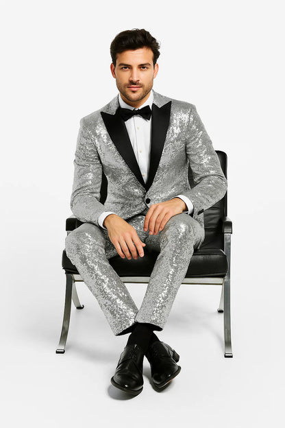 Silver Grey Shiny Suit 