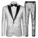 Sequin Suit - Silver Grey Shiny Suit Perfect for Stage or Prom Fancy Pattern Glitter Fabric