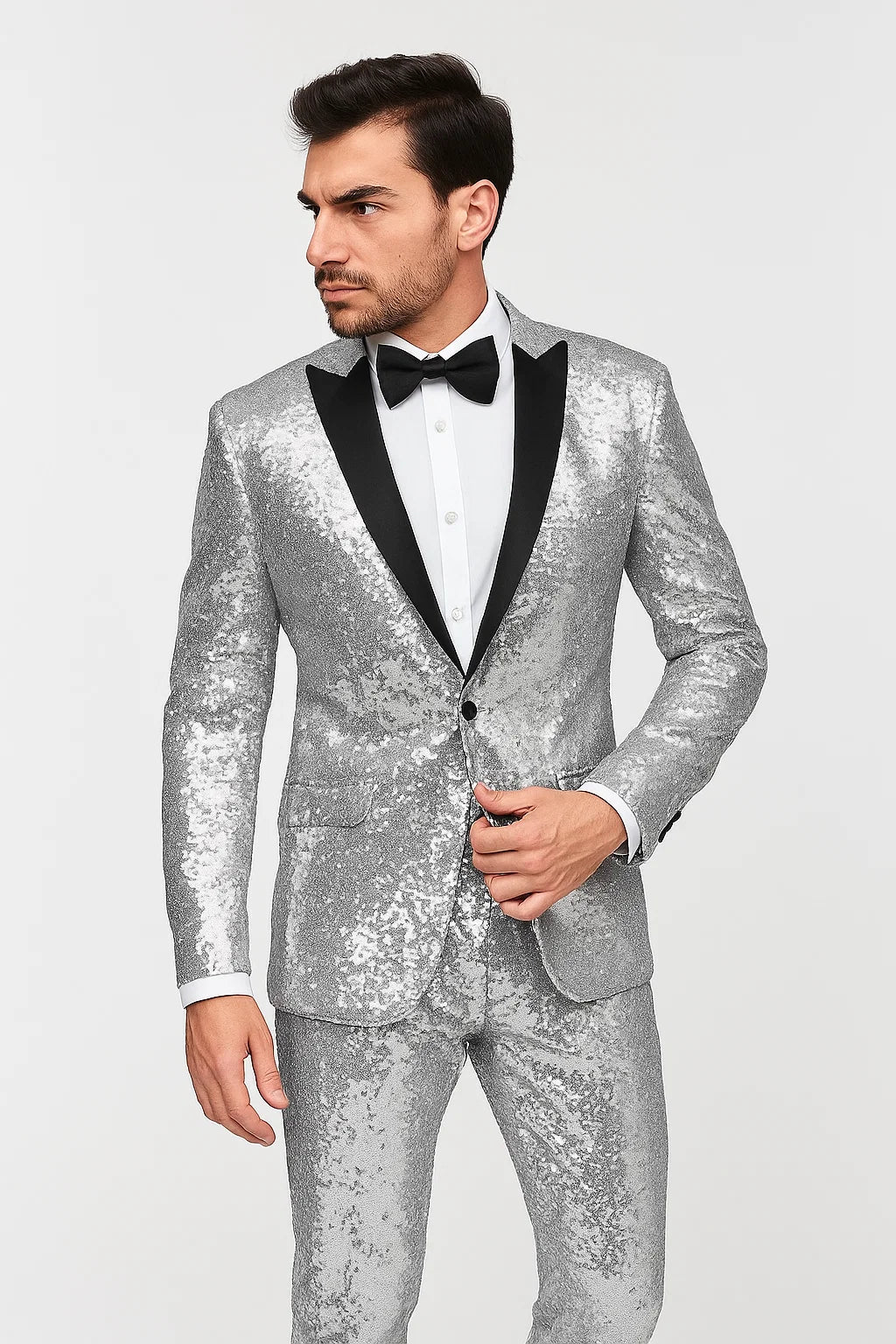 Silver Grey Shiny Suit 