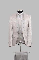 Victorian Tuxedo - Tail Coat - 1920s Regency period - Mandarin Suit in Color Silver Grey