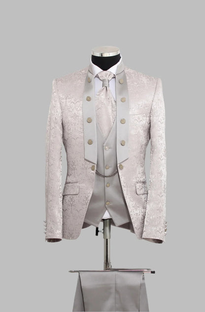 Victorian Tuxedo - Tail Coat - 1920s Regency period - Mandarin Suit in Color Silver Grey