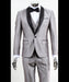 Men’s Silver Shiny Tuxedo 3 Piece Suit with Black Shawl Lapel | Formal Wedding Prom Suit Set Sharkskin Fabric Slim Fit