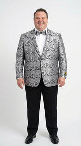 Silver and Black Paisley Prom Blazer Jacket