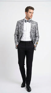Silver and Black Paisley Prom Blazer Jacket
