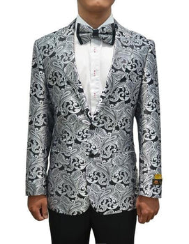 Silver and Black Paisley Prom Blazer Jacket