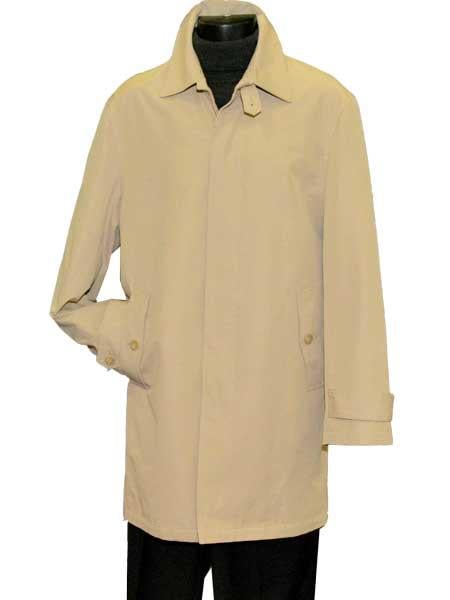 Men's Dress Coat  Hidden Button Beige Long Men's Dress Topcoat -  Winter coat