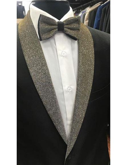 Men's Black Button Closure  Shawl Lapel Besom Chest Pocket Jacket