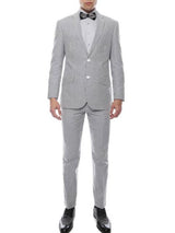 Men's 2 Button Premium Comfort Cotton Slim Fit Seersucker Sear sucker suit Black