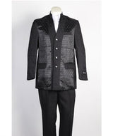 Men's 4 Button Suit Black