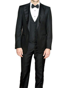 Men's Slim Fit Black 3 Piece Fully Lined Tuxedo Suit