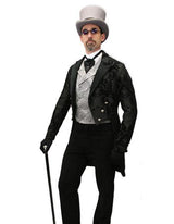 Men’s Black velvet trimmed regency tapestry modern fit Tailcoat