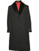 Men's Dress Coat Fur Collar Black 3 Buttons Wool Full Length Overcoats