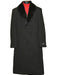 Men's Dress Coat Fur Collar Black 3 Buttons Wool Full Length Overcoat