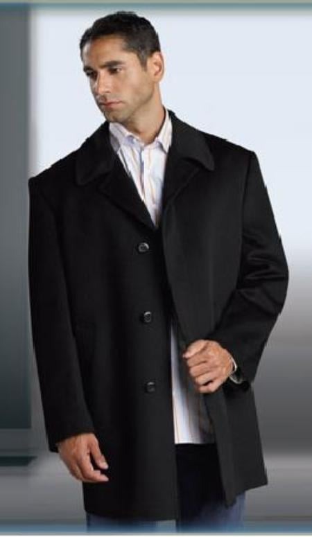 Discounted Sale Shorter Length Wool Blend Men's Overcoat 3 Button Men's Dress Coat under Front Placket