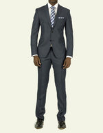 Men's Slate Blue Two Buttons  Skinny Suit