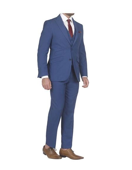 Men's  slim fit 3 piece vested suits with Ticket Pockets