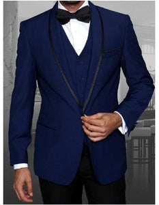 Men's Statement Suits Clothing Confidence Sapphire Blue Modern Fit Suits Tuxedo Wool Suit