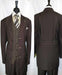 Men's Trimmed Vest 3 Button Brown Belted Back Three Buttons Style suit