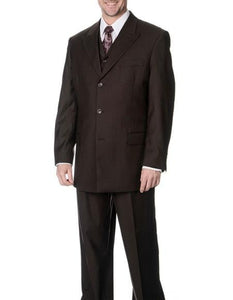Brand: Caravelli Collezione Suit - Caravelli Suit - Caravelli italy Caravelli Men's Brown 3-piece Vested Classic Fit Suit