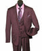 Men's 3 Piece Burgundy ~ Wine ~ Maroon Suit Chain Closure Vested Suit