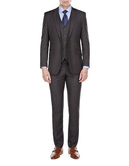 Men's 3 Piece 2 Button Charcoal Slim Fit Suits