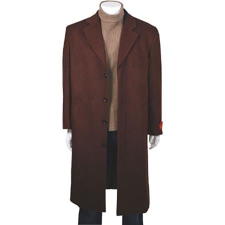 Stylish Classic Men's Overcoat CoCo denim Men's Dress Coat Dark Brown In Long Men's Dress Topcoat - Winter coat
