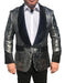 Alberto Nardoni Brand Mens's Shawl Collar Fancy Sharkskin Chinese Style Party Blazer in Silver Paisley