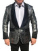 Alberto Nardoni Brand Mens's Shawl Collar Fancy Sharkskin Chinese Style Party Blazer in Silver Paisley