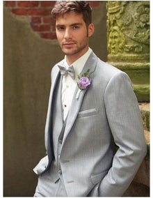 Men's Grey  2 Button Vest Suit