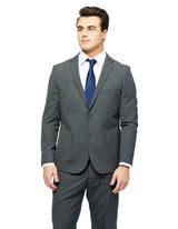 West End Men's Checked Pattern Young Look Grey Slim Fit Suit