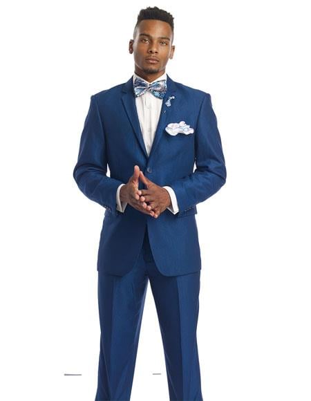 Men'S Cobalt 2 Button Royal ~ Indigo ~ Bright Suit