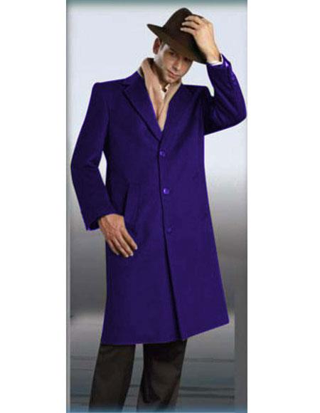 Men's Authentic Navy Blue Alberto Nardoni Brand Full Length Coat Long Men's Dress Topcoat - Winter coat