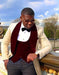 Alberto Nardoni Ivory ~ Cream ~ Off White Burgundy ~ Wine ~ Maroon Color Tuxedo Dinner Jacket