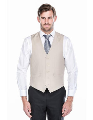 Men's Tan Classic Fit 5 Button Fully Lined Vest