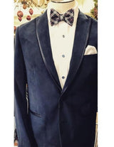 Fancy Tuxedo velour Blue Blazer Jacket ~ Velvet Trim Wedding ~ Prom For Men