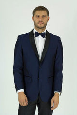 Men's Navy Shawl Lapel Side Vents Classic Fit Jacket