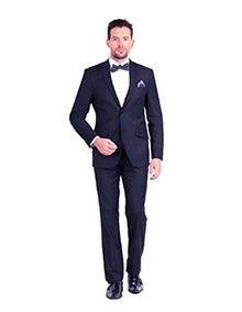 Giorgio Fiorelli Men's Dark Navy 2 Button 2 Piece Slim Fit Suit  - Dark Blue Suit Color