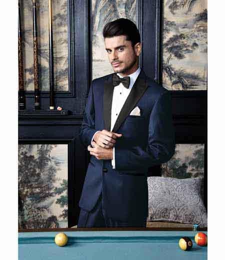 Men's 1 Button Navy Peak Lapel Modern Fit Tuxedo