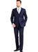 Men's 3 Piece Side Vent Notch Collar Dark  Navy Slim Fit Vested Suit