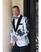 Men'S Fashion Paisley Print Tuxedo Sequin ~ Shiny ~ Flashy ~ Shark Skin White Blazer Dinner Jacket