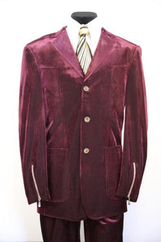 Men's Burgundy ~ Maroon Suit ~ Wine Zoot Suit Patch Pocket Burgundy Suit